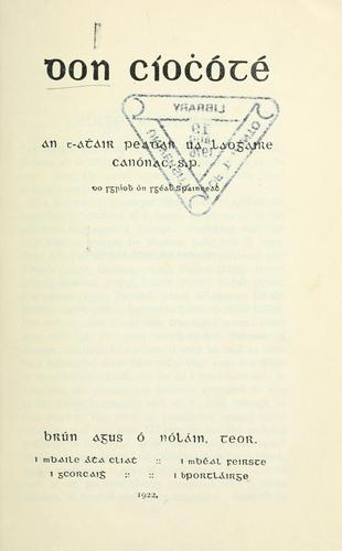 Miguel de Unamuno: Don Cíochóté (Irish language, 1922, Brún agus Ó Nóláin)